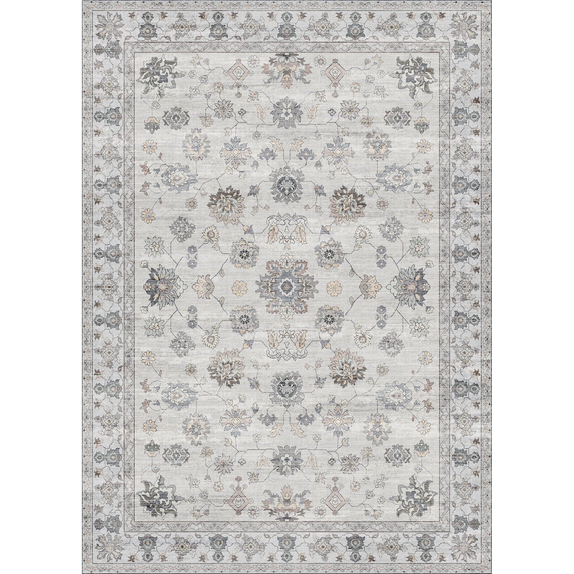 BERTHMEER 8'x10' Area Rugs for Living Room Large Vintage Gray Carpets for Bedroom Office Machine Washable Farmhouse Dining Room Oriental Rugs Non Slip Traditional Distressed Rugs