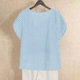 thumbnail image 5 of Wensltd Summer Plus Size Tops Women Stripe Linen Button Short Sleeve, 5 of 6