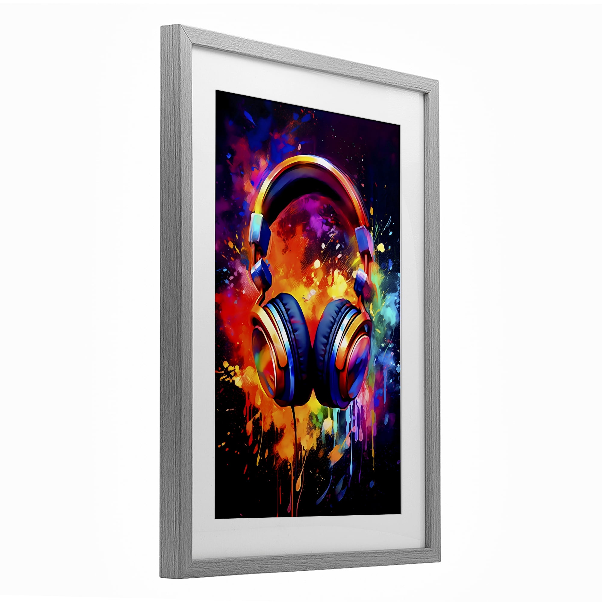 Stupell Industries Musical Color Pop Splash Gray Framed Print Under Glass, design by Creative Studio