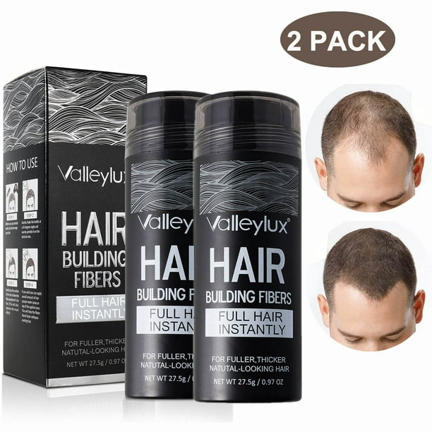 Valleylux 2 Pack Hair Building Fiber Dark Brown, for Natural Thicker Fuller Hair  Style Last All Day Hair Loss Treatment 