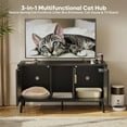thumbnail image 4 of Bestier Hidden Cat Litter Box Enclosure Cat Washroom Furniture Cat House with Litter Mat, TV Stand for TVs up to 55" for Living Room, Bedroom, 47.2”L x 21.6”W x 25.9”H Black, 4 of 8