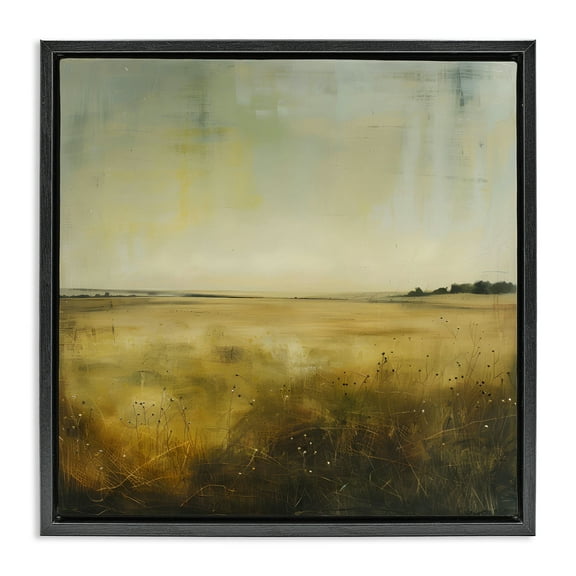 Stupell Industries Farmhouse Field Abstraction Landscape & Nature Painting Black Floater Framed Canvas Art Print Wall Art, 18 x 18