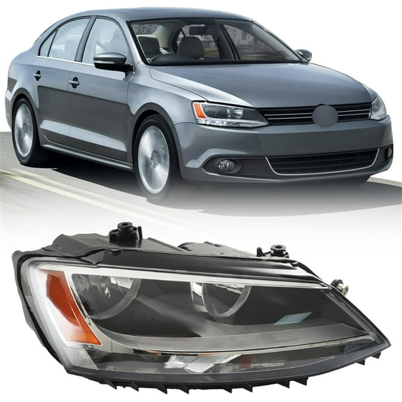 PET-U 1PC Passenger Side Replacement for Jetta 2011-2018 Halogen Reflector Headlamp VW2503146 Headlights Assembly