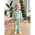 thumbnail image 5 of Cjfdfy Toddler Baby Girls Christmas Pajamas Set Christmas Print Gingham Ruffles Button-down Long Sleeve Tops And Pants Infant Cute My First Christmas Holiday Sleepwear 1-7Y, 5 of 9