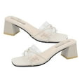 thumbnail image 5 of 1 Pair of Transparent Sandals Chunky Heel Slippers Casual Heel Shoes Footwear Supplies (Beige Size 37, 6.5US, 4UK，37.5EU, 9.2355Inch), 5 of 6