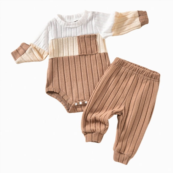 Kaprioy Baby Boy Romper Newborn Baby Boy Clothes Infant Boy Girl Striped Long Sleeve Sweatshirt Romper Bodysuit Soft Fall Winter Outfit