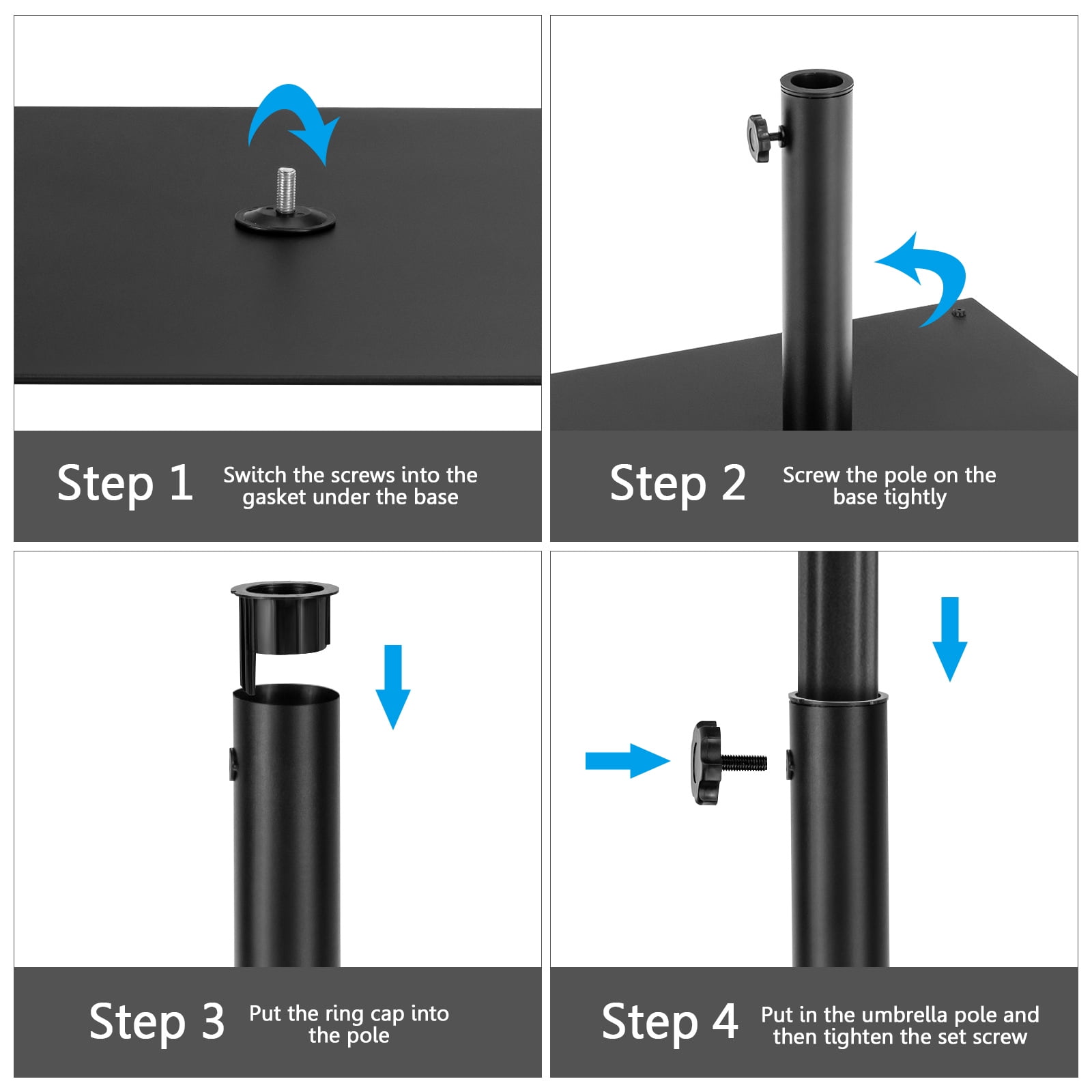 Patiojoy 40LBS Outdoor Market Umbrella Base Stand Square Umbrella Holder Black