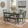 thumbnail image 3 of Linon Willow Wood Six Piece Upholstered Dining Set with Bench in Teal Blue, 3 of 18