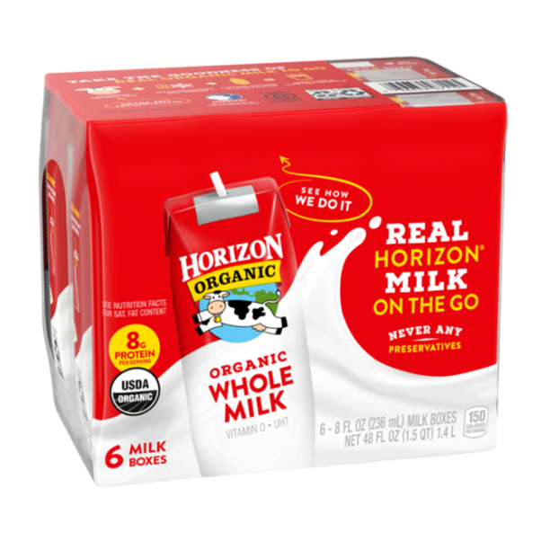 BETRULIGHT Organic ShelfStable Whole Milk boxes, Horizon Whole Milk