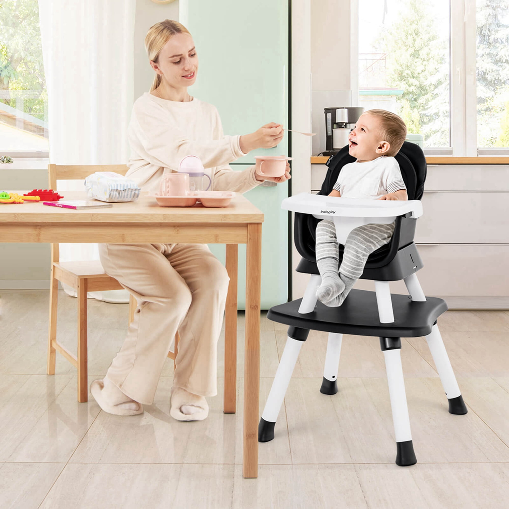 Costway  8-in-1 Baby High Chair Convertible Dining Booster Seat w/ Removable Tray Black