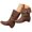 Brown, variant on Women's Vintage Knee High Boots with Decorative Snap Button Detail Low Stacked Heel Faux Suede Round Toe Pull On Booties Comfortable Walking Shoes
