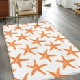 thumbnail image 4 of 2.7x5 Area Rugs, Orange Beach Starfish Non-Skid Rubber Backing Large Rectangle Rugs - Living Room Bedroom Home Office, Summer Ocean Nautical Coastal Indoor Floor Mat Carpets Washable Rug, 4 of 9