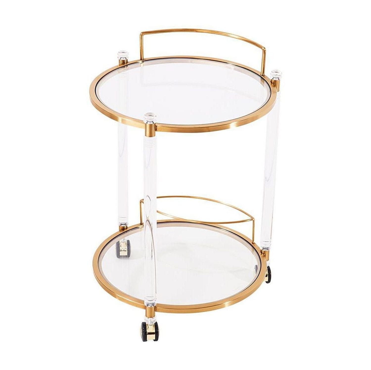 Round Bar Cart in Gold Color
