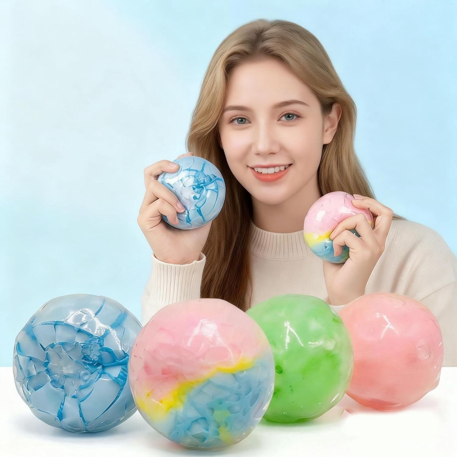 4-Pack Crispy Stress Ball, Wax Cracking Squishies with Crunchy Sound, Chocolate Moldable Sensory Toys for Relief & Fidgeting