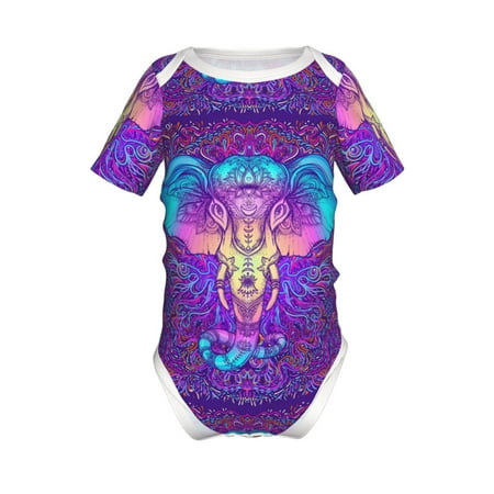 

Junzan Elephant in Tribal Style Print Short-Sleeve Baby Climbing Clothes Bodysuits for Infant One-Piece for Baby Boys & Girls Baby Clothes Baby Romper with Snap Closure-2 Years