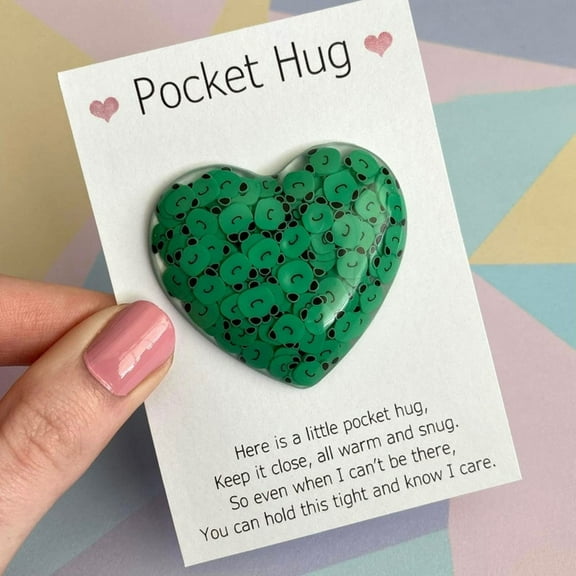 GERsome Pocket Hug Heart Token with Greeting Card Keepsake Cheer up Gifts for Friends Colleagues Family Distance Social Present