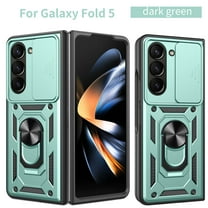 Dteck for Samsung Galaxy Z Fold 5 Case, Shockproof Heavy Duty Kickstand Rotate Ring Stand Magnetic with Car Mount Holder Slide Lens Protective Case for Galaxy Z Fold 5 5G 2023, Green