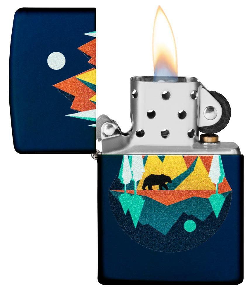 Zippo Geometric Bear and Mountains Design Pocket Lighter