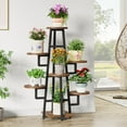 thumbnail image 2 of Tribesigns 7 Tier Plant Stand Indoor for Multiple Plants, Wooden Corner Plant Pots Holder Rack Flower Stand Tall Shelf Planter Organizer for Living Room Balcony Garden, Rustic Brown, 2 of 8