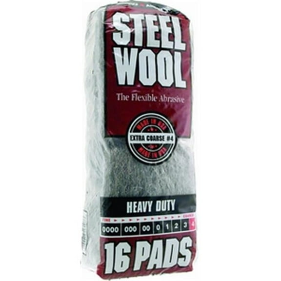 106607-06 Grade 4 Steel Wool 16 Pad Poly Sleeve