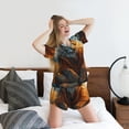 thumbnail image 5 of Kdxio Prairie Meditating Lion Print Pajamas Sets for Women Short-Sleeved Pjs with Lounge Shorts Two Piece Sleepwear S-4XL, 5 of 5