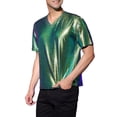 thumbnail image 4 of Lars Amadeus Men's Metallic Shiny Nightclub Short Sleeve Party Disco T-Shirt, 4 of 6