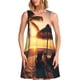 thumbnail image 1 of Easygdp Hawaiian Sunset Beach para Vestido Transpirable de Mujer, Vestido Suelto de Manga Corta con Pliegues y Bolsillos para el Verano, 1 of 7