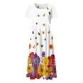thumbnail image 3 of NECHOLOGY Womens Dresses Mature Womens Dresses Women Summer Casual Short Sleeve Floral Printed Crew Maxi Dresses for Women plus Size Purple 3X-Large, 3 of 5