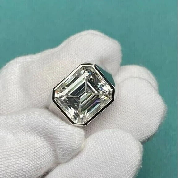 Adorable 4 Ct Emerald Cut Lab Created Diamond Men's Engagement Ring 14K White Gold Plated Silver