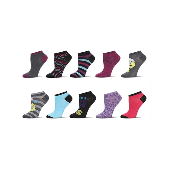 MeMoi Women's 10 Pair Pack Back Off Low Cut Socks - Womens - Female, 9-11, Assorted