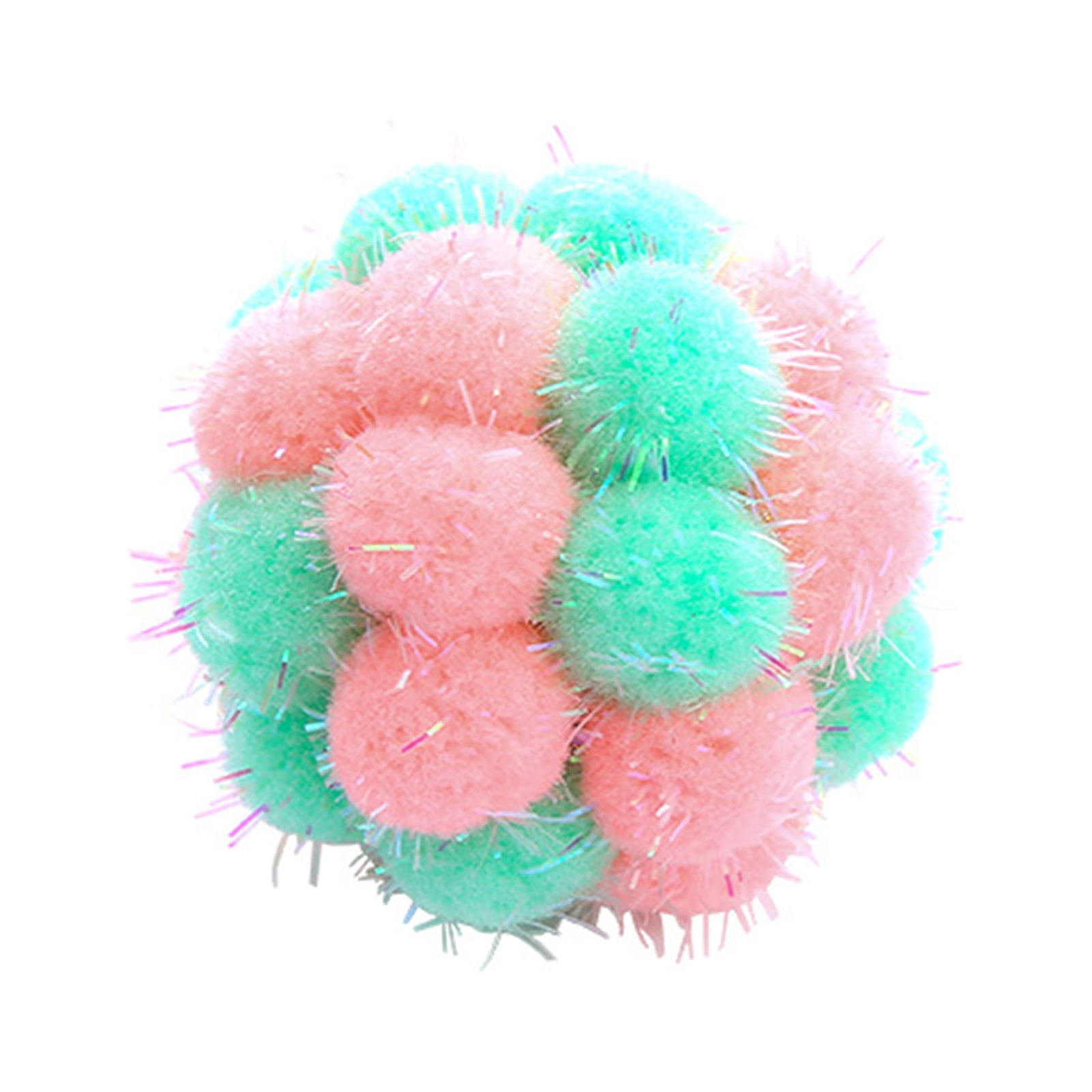 Flmtop Chat Boule Jouet Intégré dans la Cloche Interactive en Peluche Colorée Mini Boule Chaton Teaser Jouet Animal de Compagnie Jouet