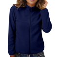 thumbnail image 2 of Women's High Neck Fleece Jacket, Lightweight Winter Coat, Soft Long Sleeve Zip Up, 4 Pocket Casual Outerwear, Solid Color Fleece Jacket Navy XL, 2 of 5