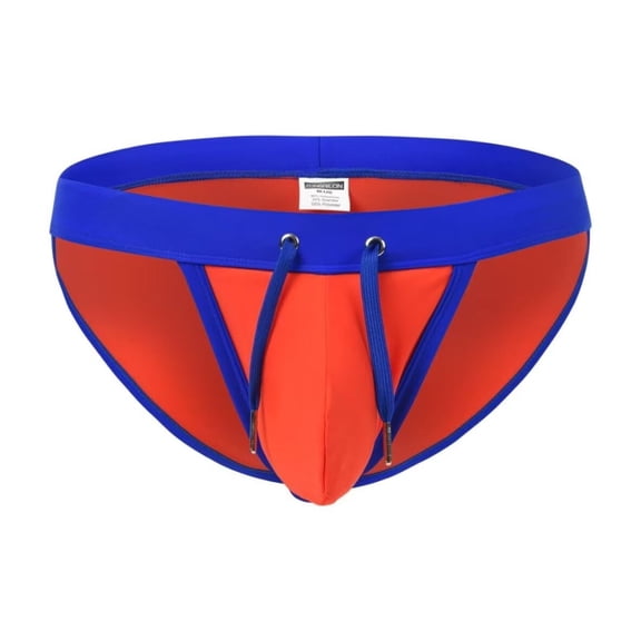 TANBOM Men's Sexy Triangle Swim Trunks Adjustable Drawstring Bulge Pouch Polyamide Comfortable Orange M
