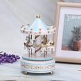 thumbnail image 1 of Caja de música con carrusel GIF para niños Navidad (azul), caja de música de madera con carrusel, caja de música octogonal, regalos de cumpleaños, regalos de Navidad, accesorios brillar Electrónica, 1 of 5