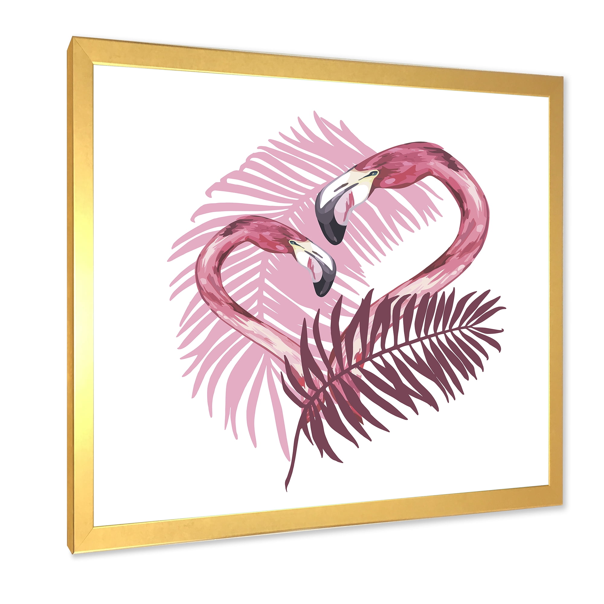 Designart 'Pink Flamingo In Tropical Summer II' Tropical Framed Art Print
