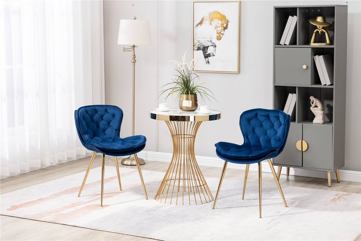 Velvet Dining Chair Set of 2, Modern Tufted Upholstered Accent Chair