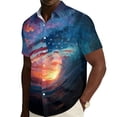 thumbnail image 2 of Hogleaql Men's 250 Anniversary Usa Shirts 4th Of July American Flag Print Short Sleeve Patriotic Shirt Collared Button Fashion Beach Workout Outfits Dark Blue XL, 2 of 6