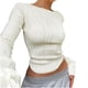 thumbnail image 1 of Blusa sexy de manga larga y cuello redondo para mujer, confeccionada en punto, corte cropped, estilo retro, prenda de vestir urbana, top tipo jersey., 1 of 5