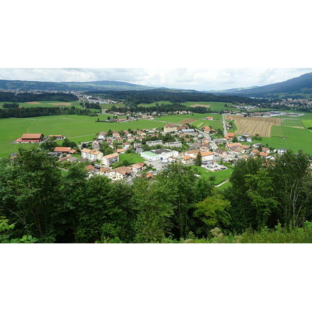 Canvas Print Switzerland Village Europe Mountain Landscape Stretched Canvas 10 x