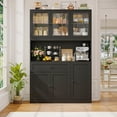 thumbnail image 5 of Hiphuta 72" Tall Modern Pantry Cabinet with Adjustable Shelves, Freestanding Kitchen Hutch Cabinet for Dining Room, Black, 5 of 8