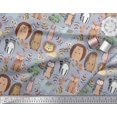 thumbnail image 3 of Soimoi Blue Cotton Voile Fabric Stripe & Animals Tribal Printed Craft Fabric by the Yard 42 Inch Wide, 3 of 3
