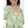thumbnail image 4 of Time and Tru Women's and Women's Plus Back Tie Midi Dress with Puff Sleeves, Sizes XS-4X, 4 of 4