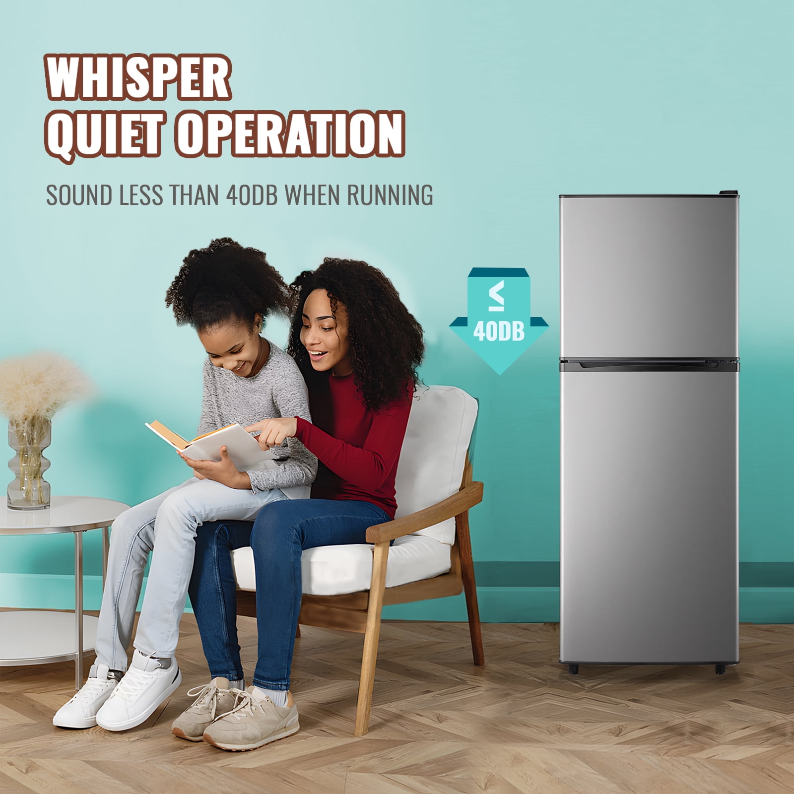 WANAI 4.5 Cu.ft Large Size Mini Fridge with Adjustable Thermostat, Compact Refrigerator Silver, New