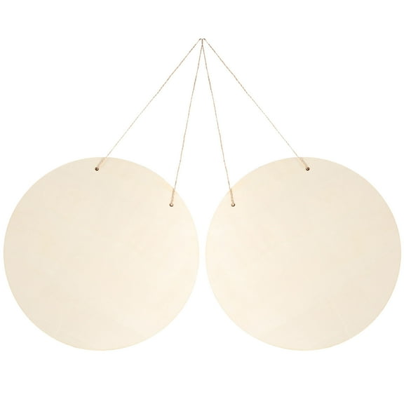 LEORX 2 Sets of Round Blank Circle Signs Beige Wood Hanging Sign for Clothing Store Doors