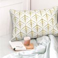 thumbnail image 4 of Goofa White And Gold Geometry Print Plush Throw Pillow Case, Soft Velvet with Hidden Zipper, Decorative Cushion Cover for Sofa, Bed, Car, and Home Décor-16"x24", 4 of 6