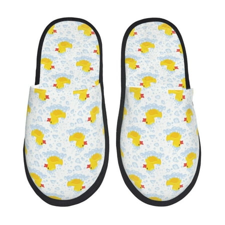 Balery Yellow Rubber Duck Slient Indoor Furry Fleece Comfort House Shoes Soft Non-Slip Home Shoes Cotton slippers House Slippers-- Medium