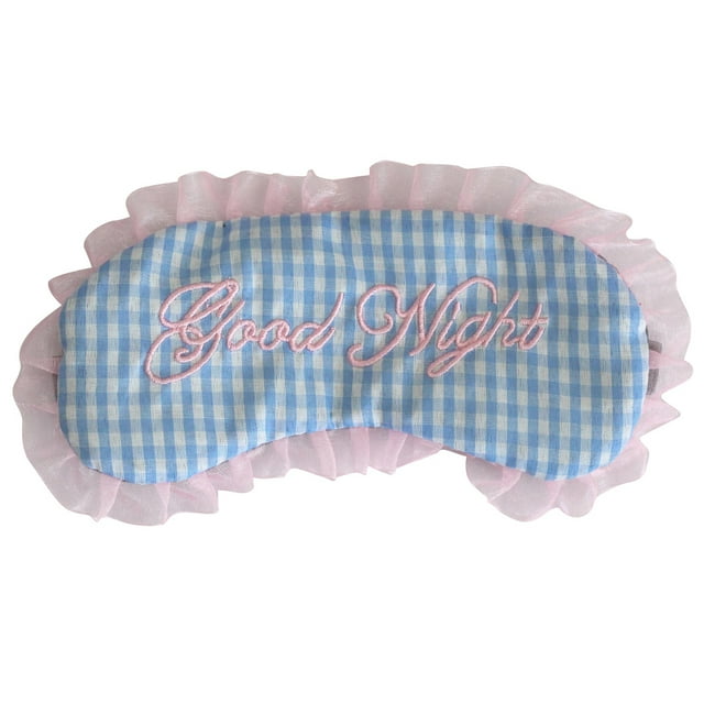 Sleeping Mask Embroidery Letter Plaid Sleeping Eye Cover Blindfold Eyeshade