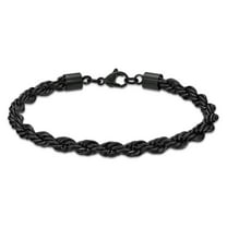 Metro Jewelry Black Ion Plated Stainless Steel Rope Chain Bracelet