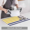 thumbnail image 4 of Yellow Striped Placemats for Dinning Table Set of 6, Navy Blue Nautical Anchor Geometric Burlap Kitchen Place Mats Waterproof Cloth Table Mats, Indoor Outdoor Placemats Easy Clean Dinner Decor, 4 of 8