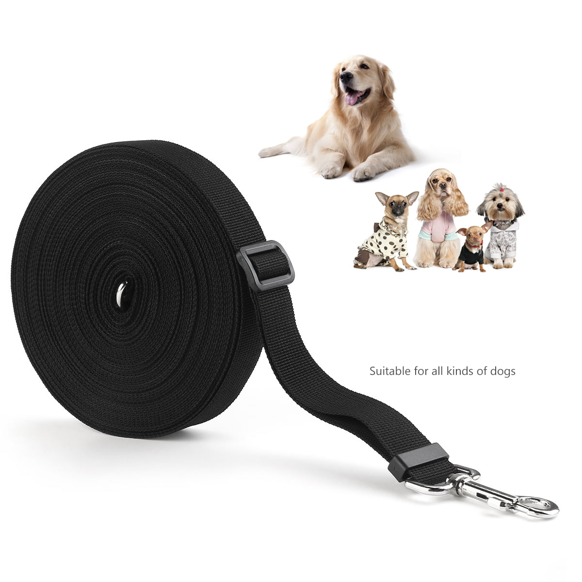Foxnovo Training Leashes 15m /50ft Long Nylon for Pet Dog Cat Color Black 
